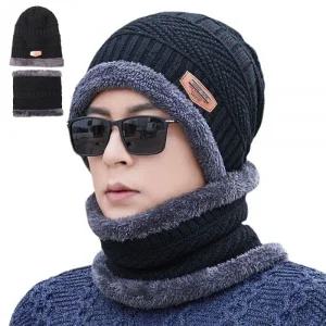 (색상 블랙)방한모자 겨울 골프 목도리 니트 남성 모자