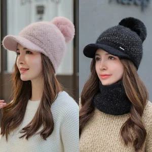 헤이븐 방울 모자 넥워머 세트 겨울 방한 니트썬캡 기모 털모자