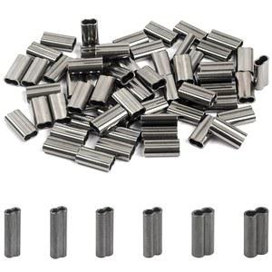 실라논 더블 크림프 슬리브, 100개 낚시 슬리브 황동 구리 크림핑 루프 와이어 로프 낚싯줄 튜브 커넥터 리더 리깅 태클