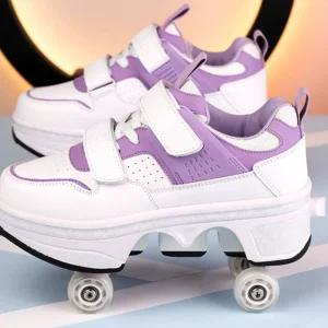 롤러슈즈 자동 개폐식 단일 신발 스케이트 슈즈 4륜 롤러
