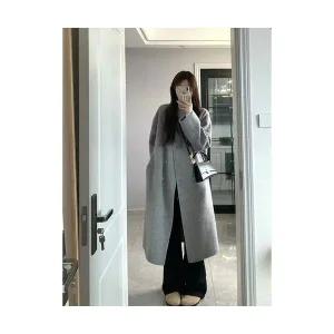 여성 러블리 코트 모직 그레이 가을 겨울 미디엄 롱 다올4