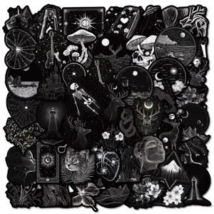 50Pcs 흑백 고딕 스티커 고딕 해골 DIY 스티커 Scrapbooking 전화 수하물 스케이트 보드 방수 데칼