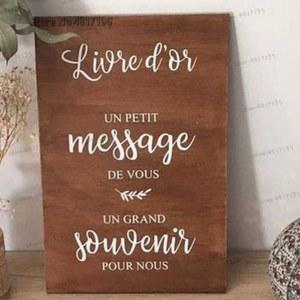 타일 결혼식 서명 Livre d or Vinyl Decals 메시지 및 기념품 웨딩 보드 스티커 텍스트 Mariage Decor