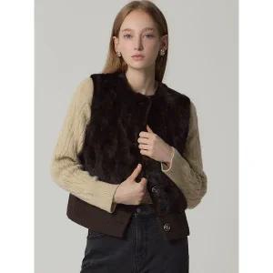 [하프클럽/르오트]천연밍크 100 에센셜 니트 베스트