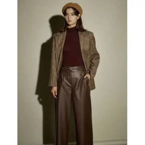 리오벨 FAUX 레더 세미와이드 팬츠 LV4PT0008