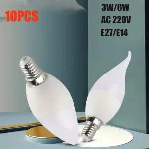 촛대전구 캔들 10개 LED 촛불 전구 AC220V E14 E27 3W 6W 천장 조명 샹들리에 홈 거실