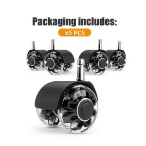 손수레바퀴 5개 음소거 휠 사무실 의자 캐스터 회전 고무 안전 롤러 가구 바퀴 책상