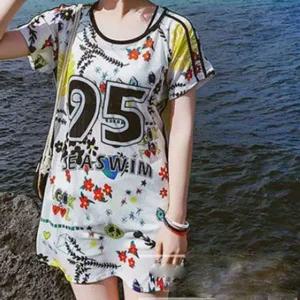 [골드스마일]커버업 비치 반팔티 꽃무늬 기본 래쉬가드 포피스수영