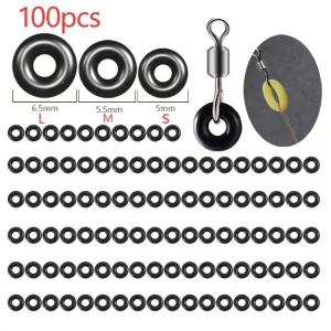 미끼고무줄 100개 고무 반지 O-링 낚시 라운드 조작 리더 라인웜 잉어 오픈 문어 연결