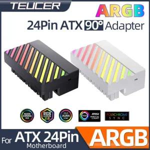 컴퓨터전원버튼 PC 본체 외부 파워 스위치 Teucer ATX 24Pin 90도 메인보드 전원 ARGB 케이블 커넥터 콘센