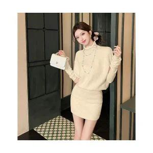여성 러블리 스커트 미니 가을 겨울 천금 망토 니트 원피스+토시 힙업 다올4