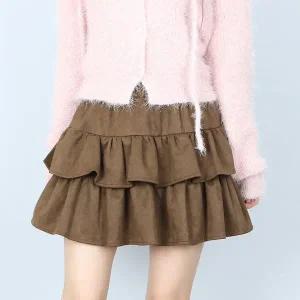 (속바지) 보들 스웨이드 밴딩 캉캉 미니 스커트 (파라