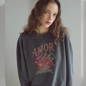 베고니아 피그먼트 스웨트셔츠 스모크블랙