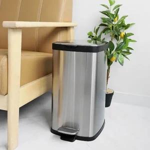 지문방지 스텐 페달 휴지통 밀폐 무소음 휴지통 20리터 스테인리스 사각