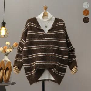 [모노시크] 시레아 V넥 울 히든 버튼 단가라 니트_MNKT277