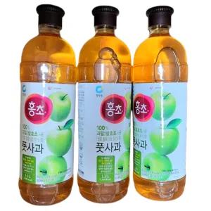 청정원 홍초 풋사과 1.5L 3개 대용량 마시는 음용 식초 과일 발효초 (1srr)