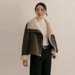 [66-110] 울레 양털 하이넥 무스탕 재킷