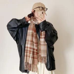 기본 체크 목도리 머플러 여성 남자 겨울 롱 단색 단체 선물 남녀공용 커플