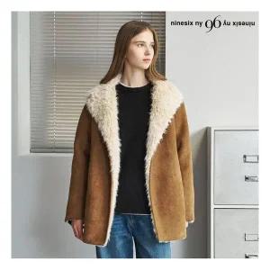 나인식스뉴욕소프트 시어링 퍼 하프 넥버튼 무스탕 자켓 NP4JK014L0 108360