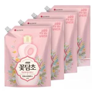 샤프란 꽃담초 연꽃 실내건조 섬유유연제 리필 1.6L 4개 엘지생활건강 실내건조 살림용품 고급세제 은은한