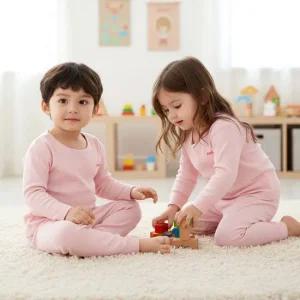 아기실내복 아기내의 유아내복 핑크 연핑크 심리스 9부 웜기모 어린이 상하복 실내복 에이봉