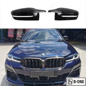 M스타일 글로스 블랙 후면보기 미러 커버 캡 트림 쉘 프레임 BMW G30 G31 520d 530i 2017-2023 튜닝