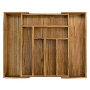 럭셔리 아카시아 주방 서랍 정리함 - 실버웨어 식기 홀더 및 트레이, 홈이 있는 칸막이(8 슬롯), 17*12.4*2 인치