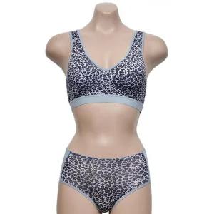[라일리여성언더웨어] Rly 호피무늬 인견 스포츠 브라 팬티 세트
