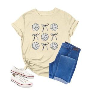 배구 셔츠 여성 엄마 게임 데이 팀 티 탑 그래픽 스포츠 볼 선수 선물 반팔