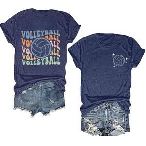 배구 티셔츠 여성 재미있는 엄마 게임 데이 셔츠 그래픽 캐주얼 티 탑 선수 선물