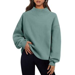 트렌디한 퀸 여성 오버사이즈 스웨트셔츠 터틀넥 풀오버 긴팔 후드티 가을 패션 의상 2025