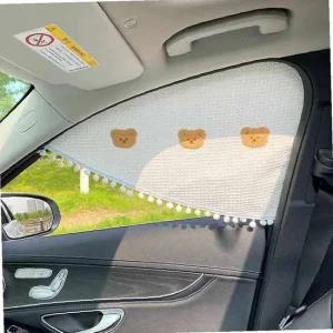이플 차량용 자석 햇빛가리개 사이드 삼각형 곰돌이