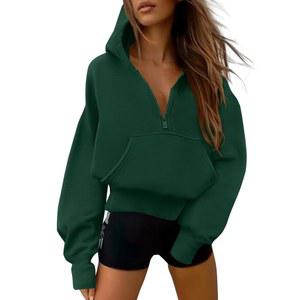 프리티가든 여성 하프 집업 후드티 2025 가을 긴팔 크롭 풀오버 오버 오버사이즈 스웨트셔츠 패션 Y2K 의류