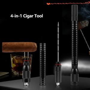 4In 1 시가 커터 펀치 바늘 휴대용 액세서리 도구 알루미늄 합금 가제트 준설 드릴 드로우 강화제