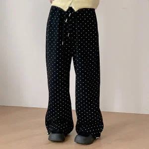 [핫핑](센텀시티점)[포인트룩][투웨이] 제리드 하트도트 기모 자수 투웨이 밴딩 와이드팬츠 P000CRMW