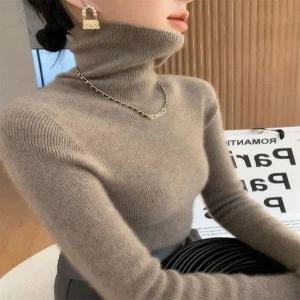 캐시미어 100 니트 여성 목폴라 터틀넥 풀오버 폴라티