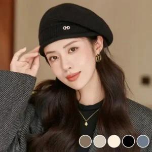 고급스러운 장식 포인트 패션 간절기 여성 니트 베레모 빵모자 울 여성 겨울 방한 화가모자 가을 데일리 여