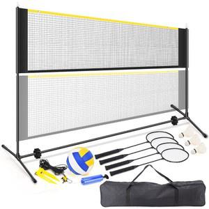 배드민턴 피클볼 네트, 조절 가능한 높이의 휴대용 네트-2-in-1 배구 및 세트, 테니스 실내 야외 코트용 네트