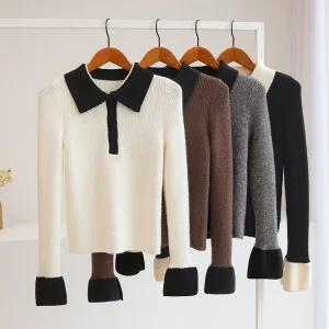 [잇수다] 추트라 비스코스 배색 레이어드 카라 니트