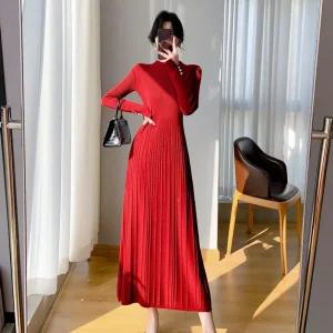 여성 스커트 추동 코트 반폴라 슬림핏 이너에 A라인 니트 원피스 OP4