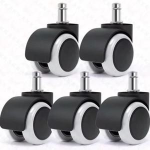 2인치 사무실 의자 캐스터 바퀴 헤비 듀티 무음 교체 롤러 범용 맞춤 - 5개 세트(흰색)