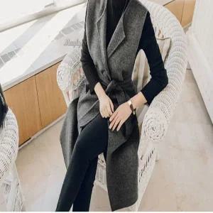 [골드스마일]F1122 시크 벨트 모직 롱 조끼 정장 출근 하객 모임