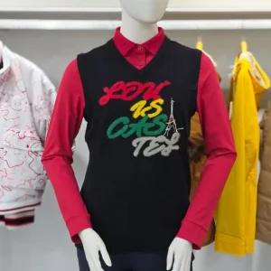 루이까스텔 FW 여성 앞판 에펠탑 자수 인타샤 브이넥 조끼 베스트 7LEVT026B