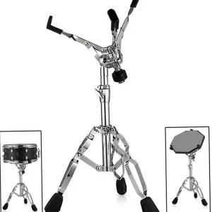 드럼 연습 패드 스탠드 휴대용 연습용 거치대 스네어 드럼 스탠드 25mm 삼발이 악기 드럼톰 미끄럼 크롬