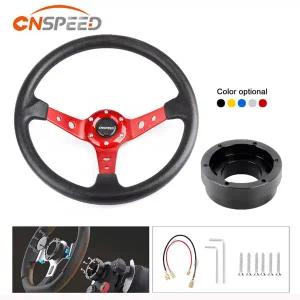 호환  CNSPEED 자동 스포츠 표류 스티어링 휠 350mm 14 인치 어댑터 플레이트 포함 70mm PCD For Logitech