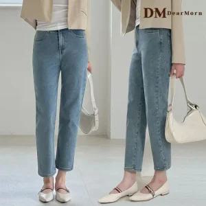 [디어모른] 워싱 배기핏 스판 밴딩 팬츠 3단기장 청바지