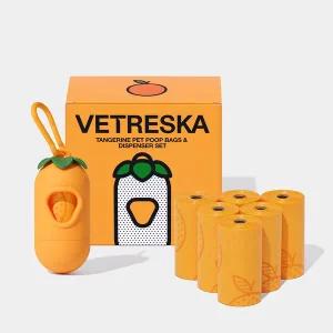 VETRESKA 오렌지 강아지 향기나는 배변봉투 풉백 디스펜서 세트(오렌지향)