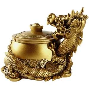 드래곤재떨이 재떨이 담배 사무실장식 황금용 개업선물 중식당 크리에이티브 인테리어 장인