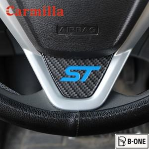 Carmilla-자동차 스티어링 휠 St 로고 커버 스티커, 포드 뉴 피스타 에코 스포츠 2009 액세서리