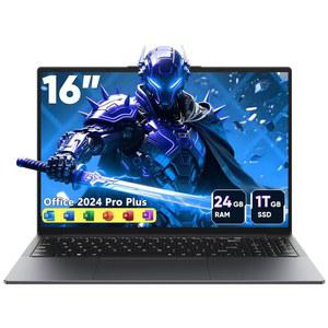 BWPED 16인치 코어 i5 노트북, 24GB RAM, 1TB SSD, MS Office 2024, IPS(1920 x 1200) 16:10 디스플레이, BT5.0 Wi-Fi가 탑재된 Win 11 Pro 3xUSB A, HDMI, RJ45, 백라이트 키보드, 스페이스 그레이
